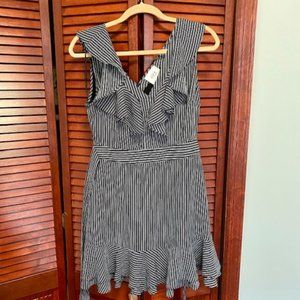 JOA Striped Ruffle Mini Dress